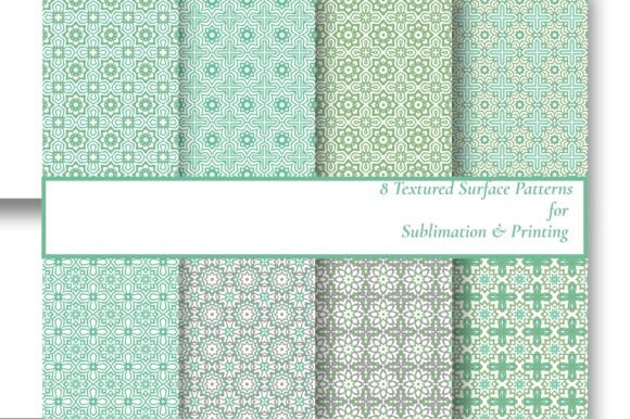 8 Mint Geometric Floral Seamless Tiles