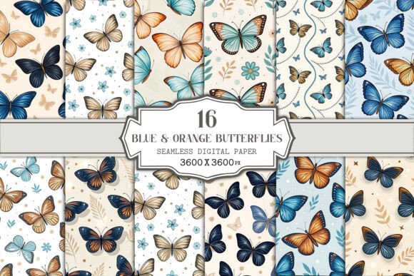 Blue Orange Butterflies Seamless Paper: A Versatile Design Asset for Creative Projects
