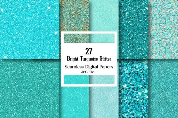 Bright Turquoise Glitter Seamless Pattern