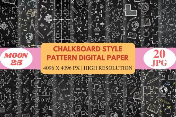 Chalkboard Style Pattern Digital Paper: A Creative and Educational Design Resource