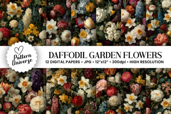 Daffodil Floral Garden Digital Papers