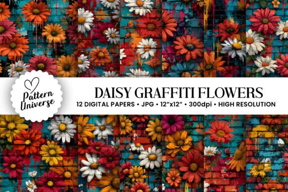 Daisy Graffiti Flowers Digital Papers: A Creative Resource for Modern Crafters