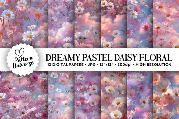 Dreamy Pastel Daisy Flowers Pattern: A Versatile Design for Creative Projects
