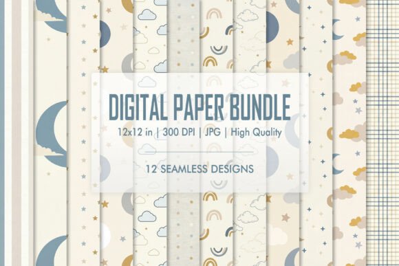 Explore the Magic of the Neutral Celestial Nursery Paper Bundle