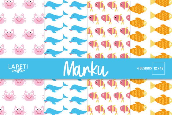 Explore the Ocean Digital Paper Sea Animals 12x12 Collection