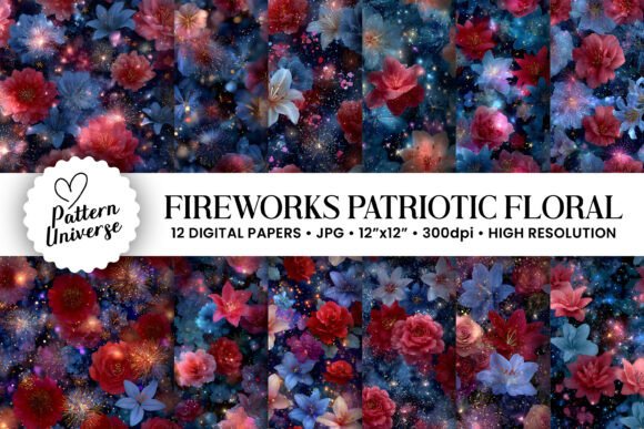 Fireworks Patriotic Flower Digital Paper: A Creative Resource for Modern Crafters