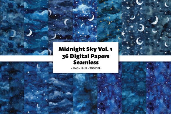Midnight Sky Vol.1 Seamless Pattern: A Cosmic Collection for Creative Professionals