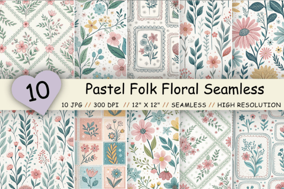 Pastel Folk Floral Seamless Pattern: A Versatile Design for Creative Projects
