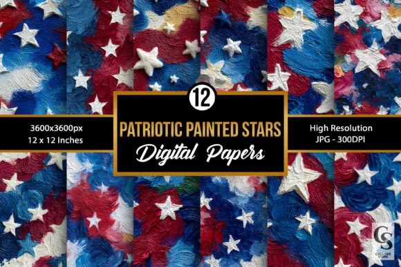 Patriotic Painted Stars Digital Papers