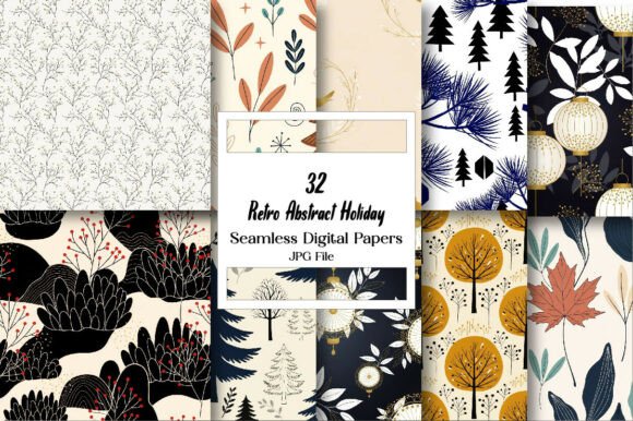 Retro Abstract Holiday Digital Paper: A Stylish Way to Elevate Your Designs