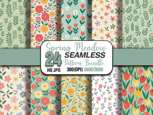 Spring Meadow Floral Pattern Bundle: A Versatile Collection for Creative Projects