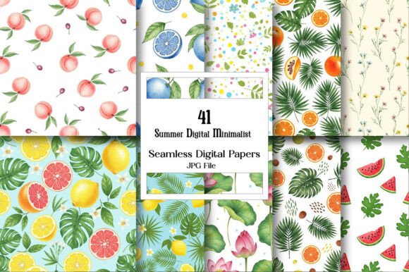 Summer Digital Minimalist Seamless Patterns