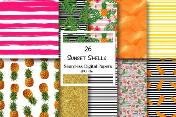 Sunset Shells Digital Papers: A Coastal Escape in Every Design