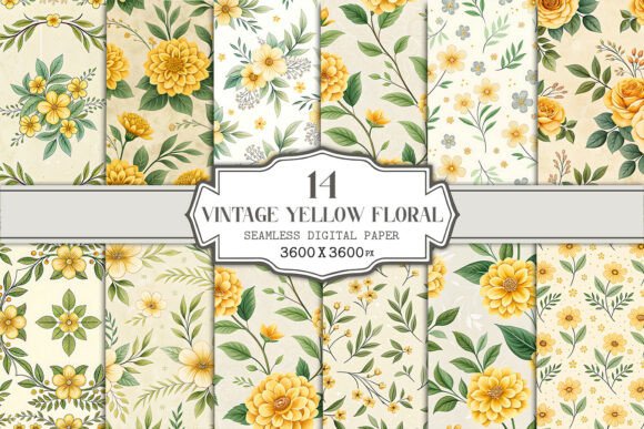 Vintage Yellow Floral Seamless Pattern