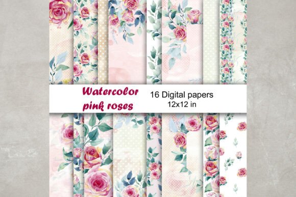 Watercolor Pink Roses Digital Papers: A Versatile Creative Resource