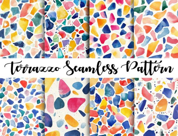 Watercolor Terrazzo Seamless Pattern